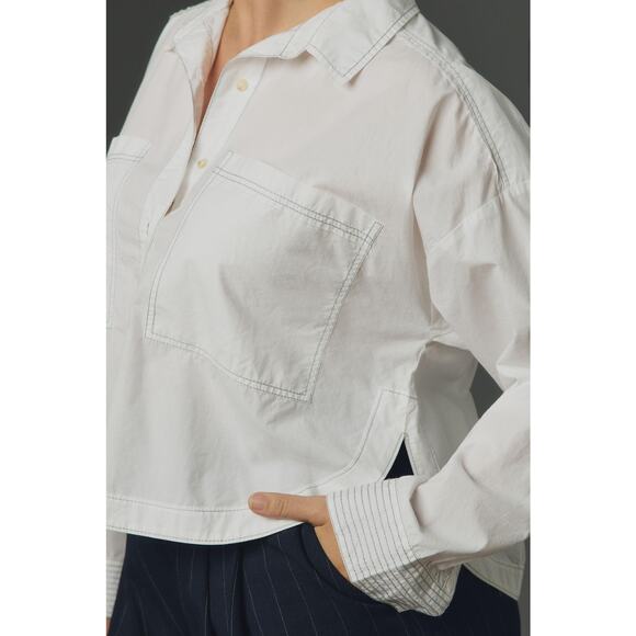 Anthropologie Back-Slit Button-down Shirt - New 1X - Picture 2 of 5